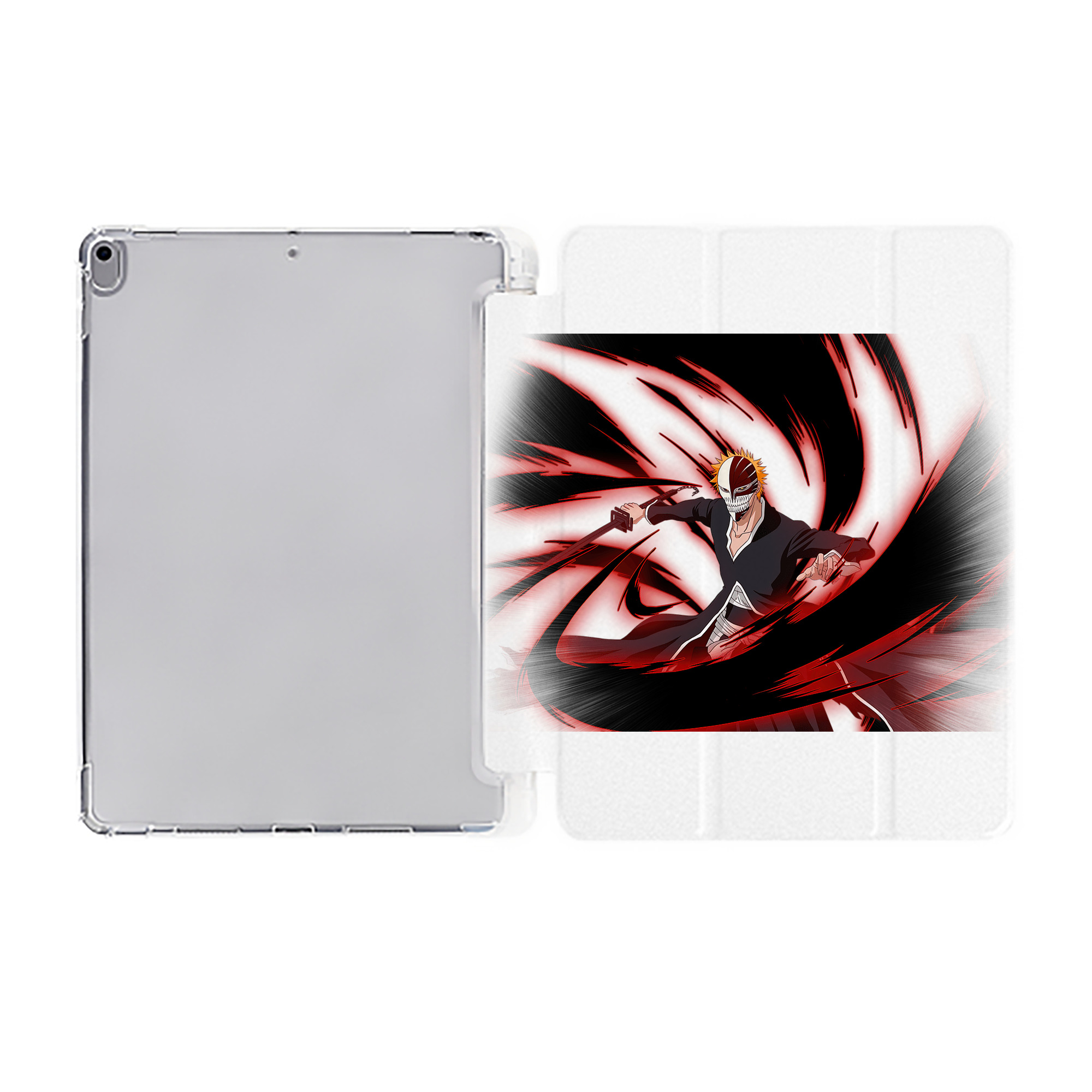 （画像用） ブリーチ 黒崎一護（くろさき いちご）BLEACH Kurosaki Ichigo IPad ケース ペン収納付き 三つ折りスタンド PUレザー×シリコン 対応機種9.5/10.5/10.9インチ